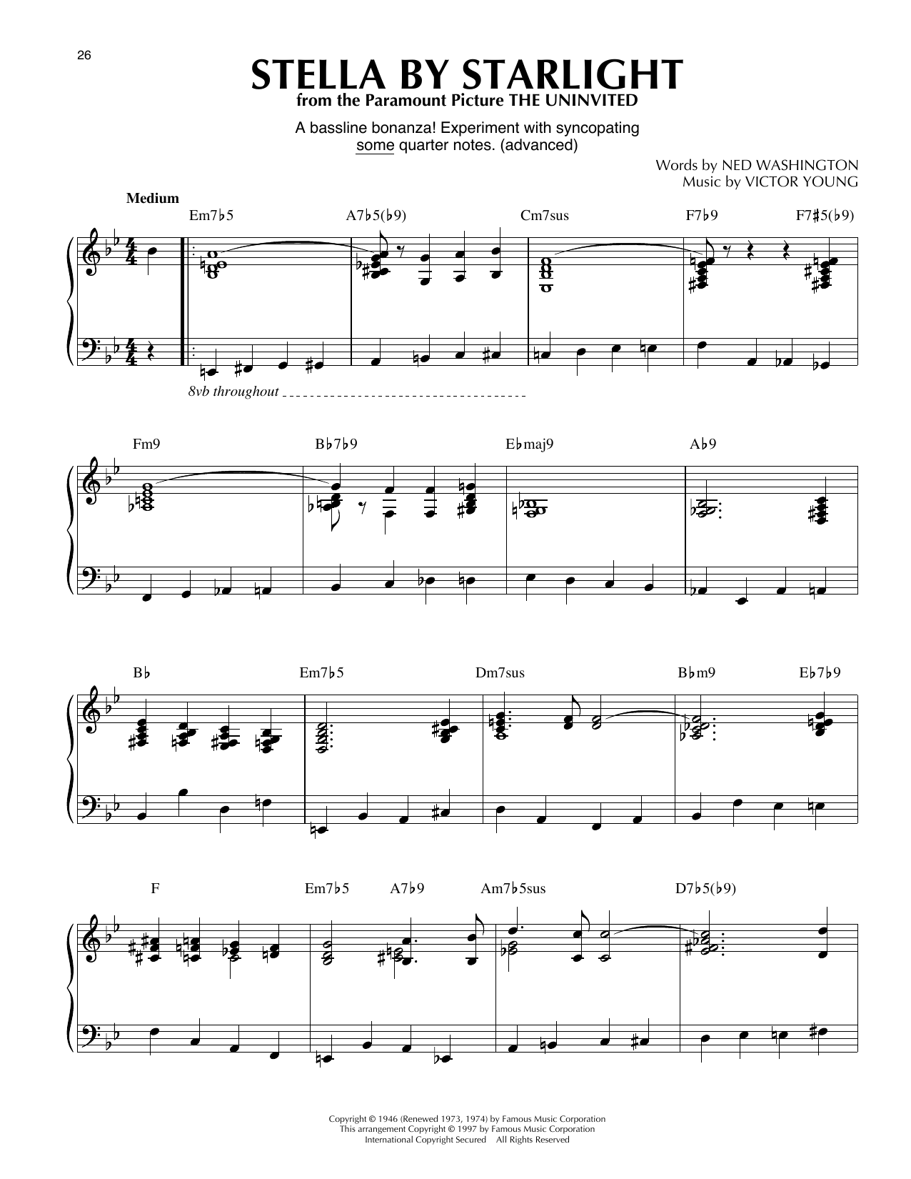 Ray Charles Stella By Starlight (arr. Thomas Coppola) sheet music notes and chords arranged for Piano Solo