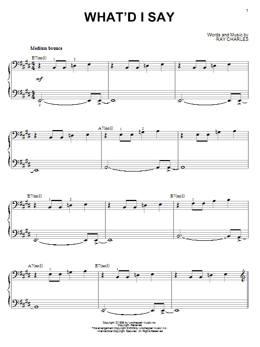 Ray Charles What'd I Say (arr. Brent Edstrom) sheet music notes and chords arranged for Piano Solo