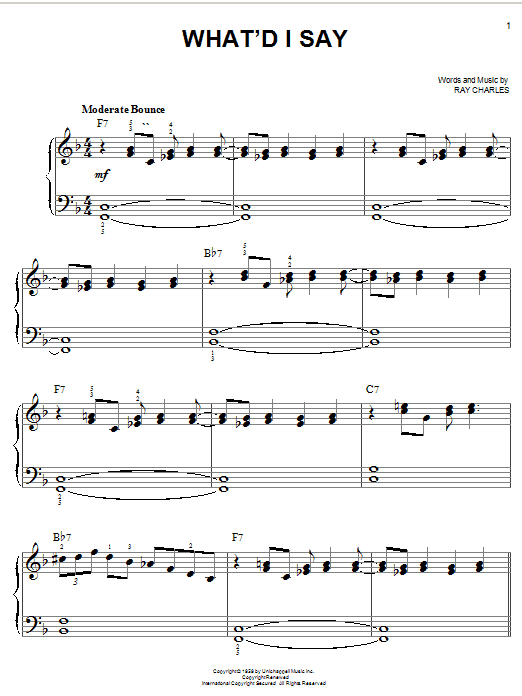 Ray Charles What'd I Say sheet music notes and chords arranged for Alto Sax Solo