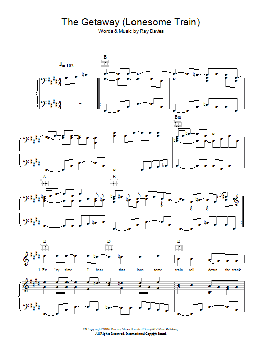 Ray Davies The Getaway (Lonesome Train) sheet music notes and chords arranged for Piano, Vocal & Guitar Chords
