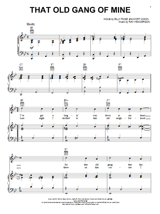 Ray Henderson That Old Gang Of Mine sheet music notes and chords arranged for Lead Sheet / Fake Book