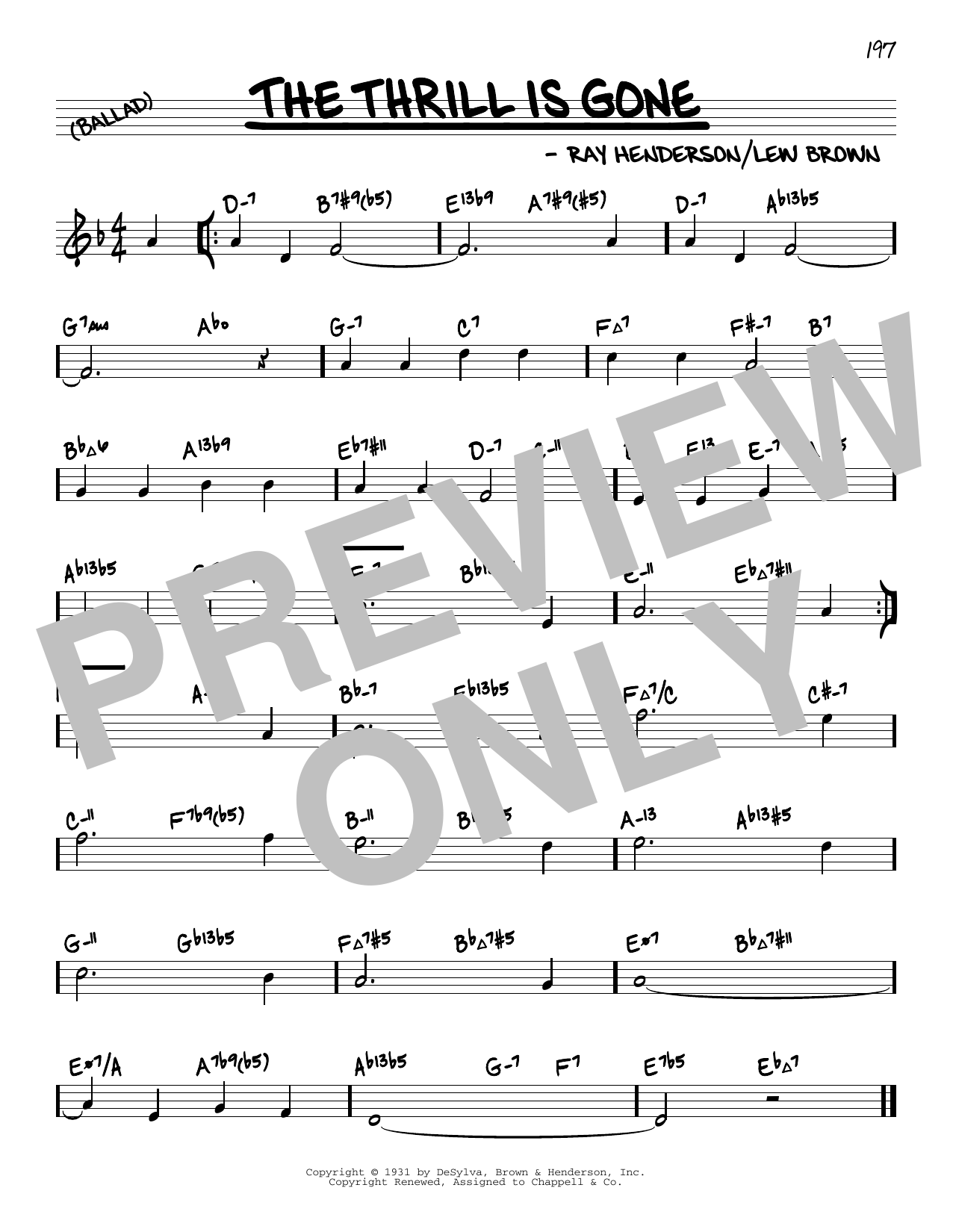 Ray Henderson The Thrill Is Gone (arr. David Hazeltine) sheet music notes and chords arranged for Real Book – Enhanced Chords