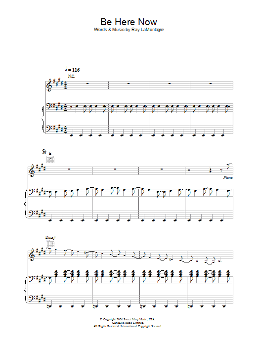 Ray LaMontagne Be Here Now sheet music notes and chords arranged for Guitar Chords/Lyrics