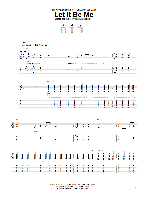 Ray LaMontagne Let It Be Me sheet music notes and chords arranged for Guitar Chords/Lyrics