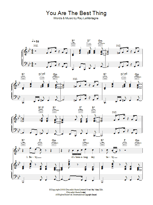 Ray LaMontagne You Are The Best Thing sheet music notes and chords arranged for Piano, Vocal & Guitar Chords (Right-Hand Melody)