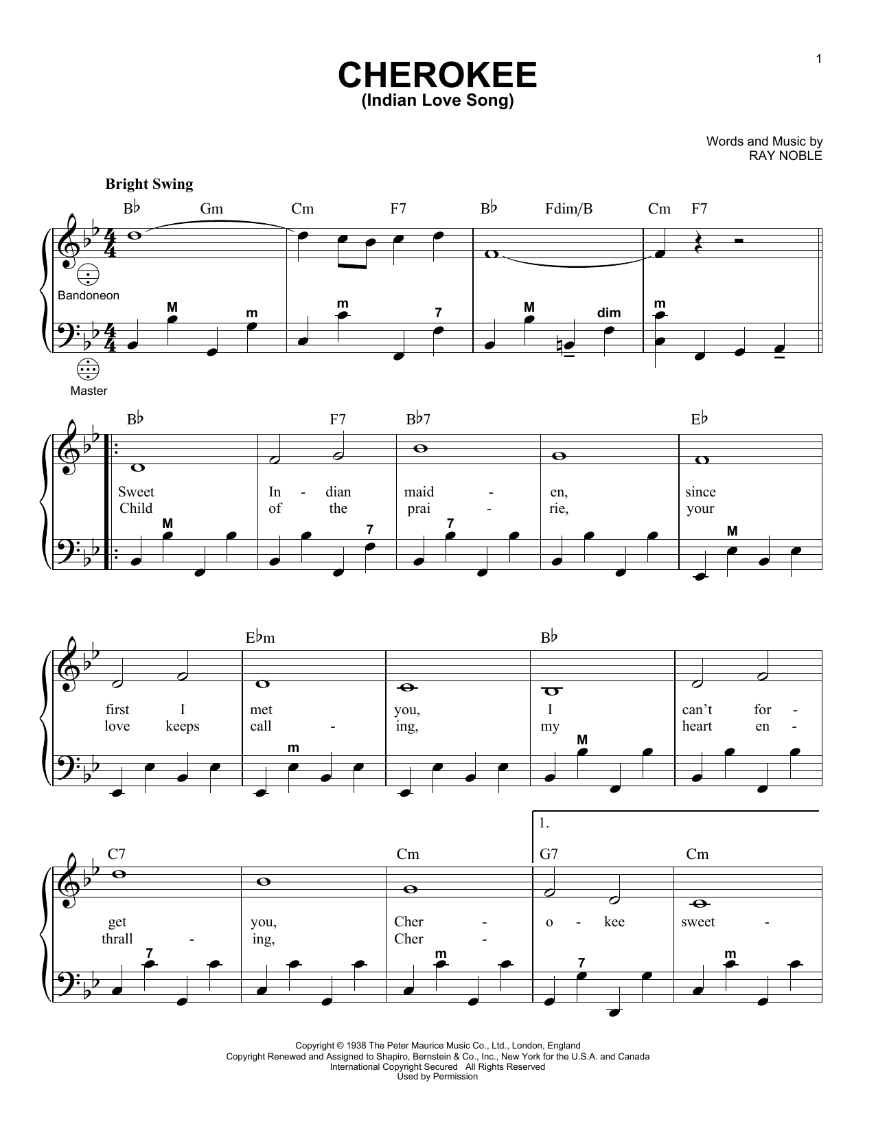 Ray Noble Cherokee (Indian Love Song) (arr. Gary Meisner) sheet music notes and chords arranged for Accordion