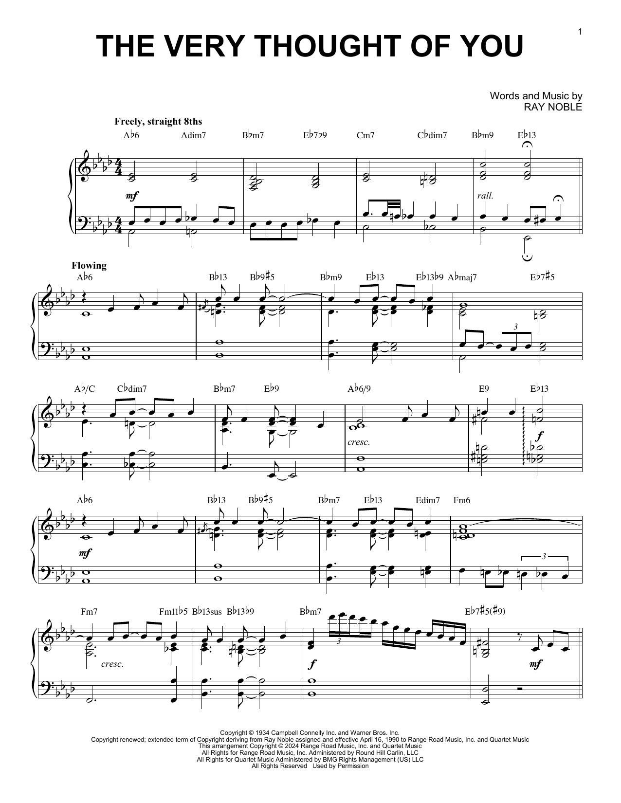 Ray Noble The Very Thought Of You (arr. Brent Edstrom) sheet music notes and chords arranged for Piano Solo