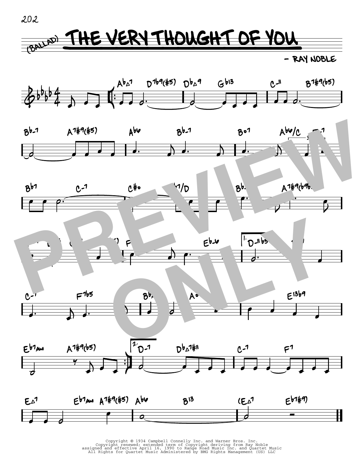 Ray Noble The Very Thought Of You (arr. David Hazeltine) sheet music notes and chords arranged for Real Book – Enhanced Chords