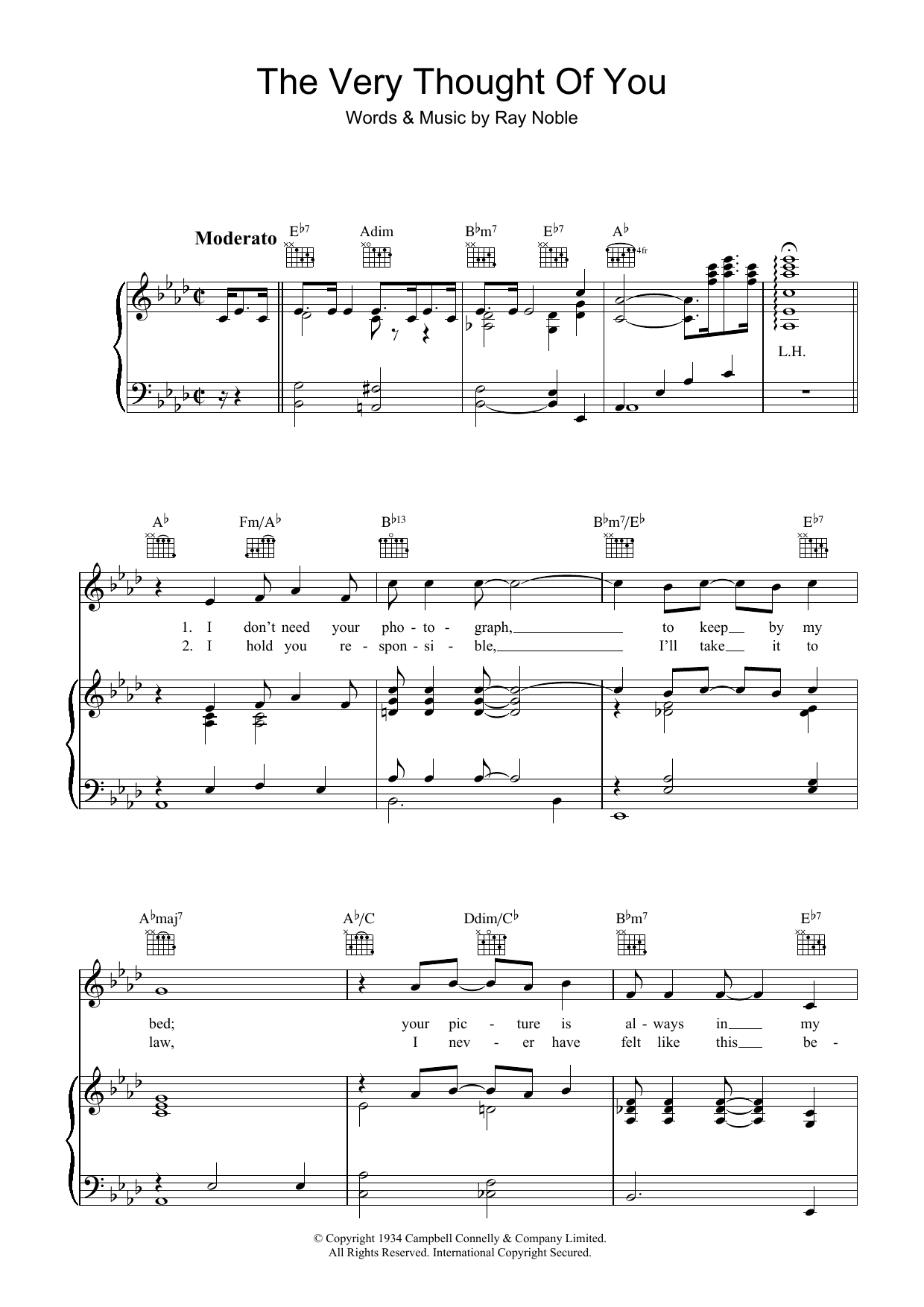 Ray Noble The Very Thought Of You sheet music notes and chords arranged for Viola Solo