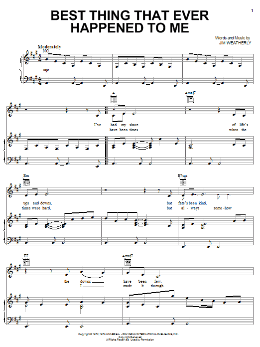 Ray Price Best Thing That Ever Happened To Me sheet music notes and chords arranged for Piano, Vocal & Guitar Chords