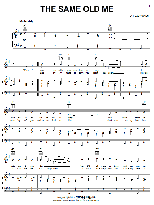 Ray Price The Same Old Me sheet music notes and chords arranged for Piano, Vocal & Guitar Chords (Right-Hand Melody)