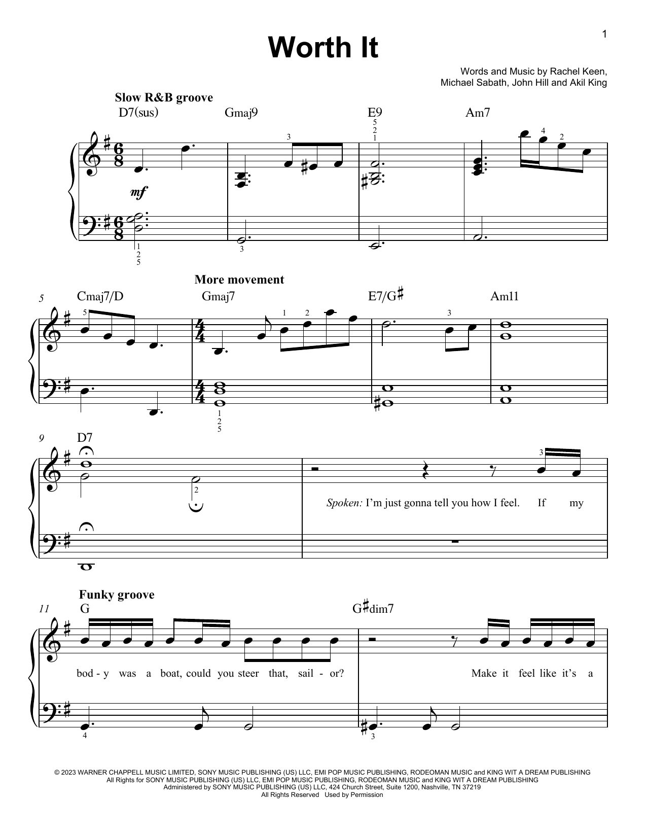 RAYE Worth It. sheet music notes and chords arranged for Piano, Vocal & Guitar Chords (Right-Hand Melody)