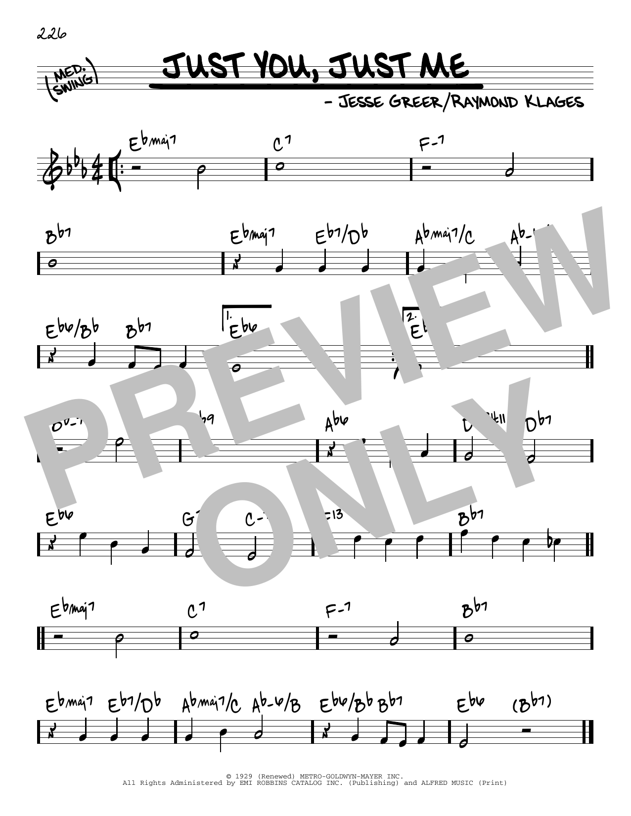 Raymond Klages Just You, Just Me sheet music notes and chords arranged for Real Book – Melody & Chords