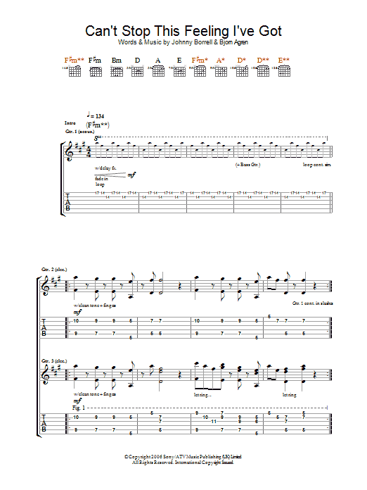 Razorlight Can't Stop This Feeling I've Got sheet music notes and chords arranged for Piano, Vocal & Guitar Chords