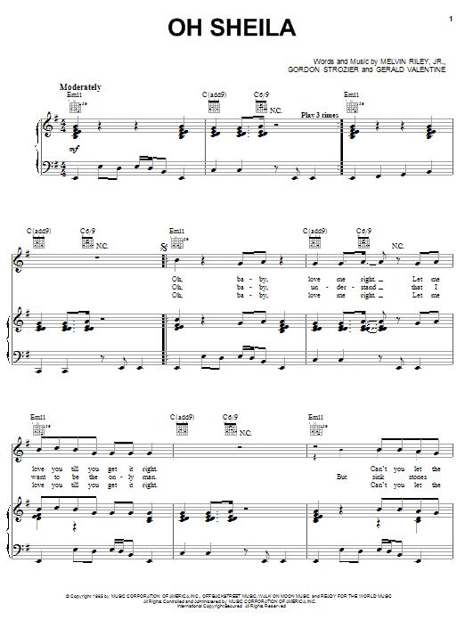 Ready For The World Oh Sheila sheet music notes and chords arranged for Lead Sheet / Fake Book