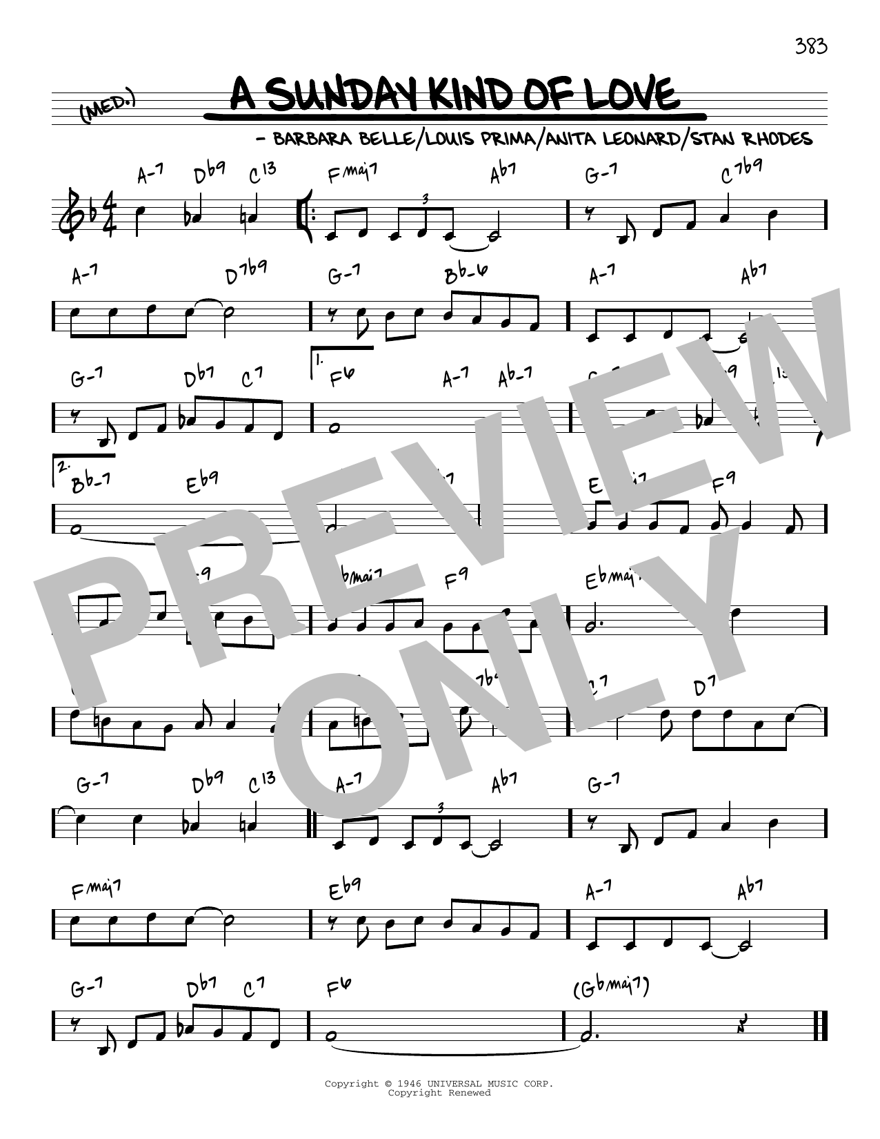 Reba McEntire A Sunday Kind Of Love [Reharmonized version] (arr. Jack Grassel) sheet music notes and chords arranged for Real Book – Melody & Chords