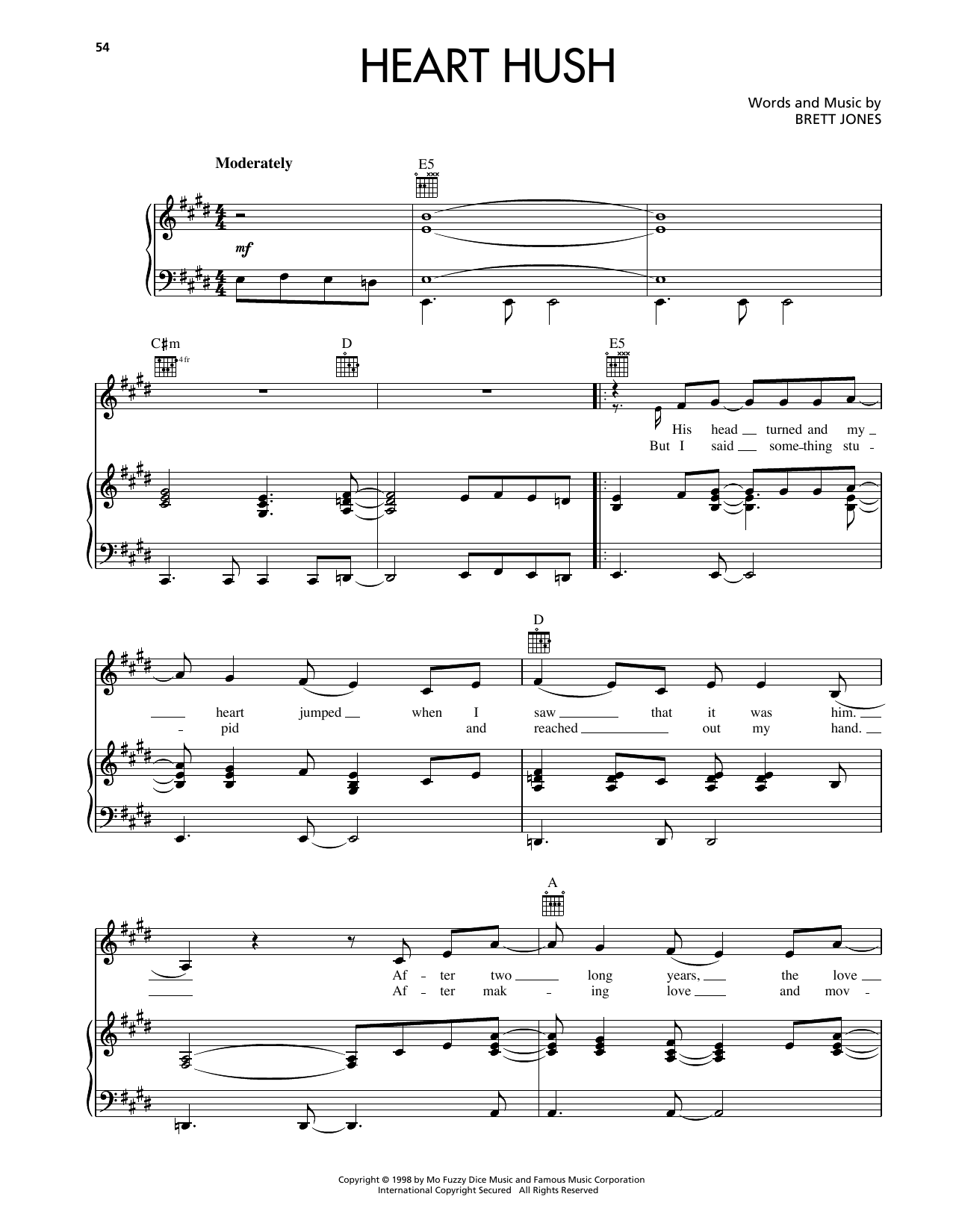 Reba McEntire Heart Hush sheet music notes and chords arranged for Piano, Vocal & Guitar Chords (Right-Hand Melody)