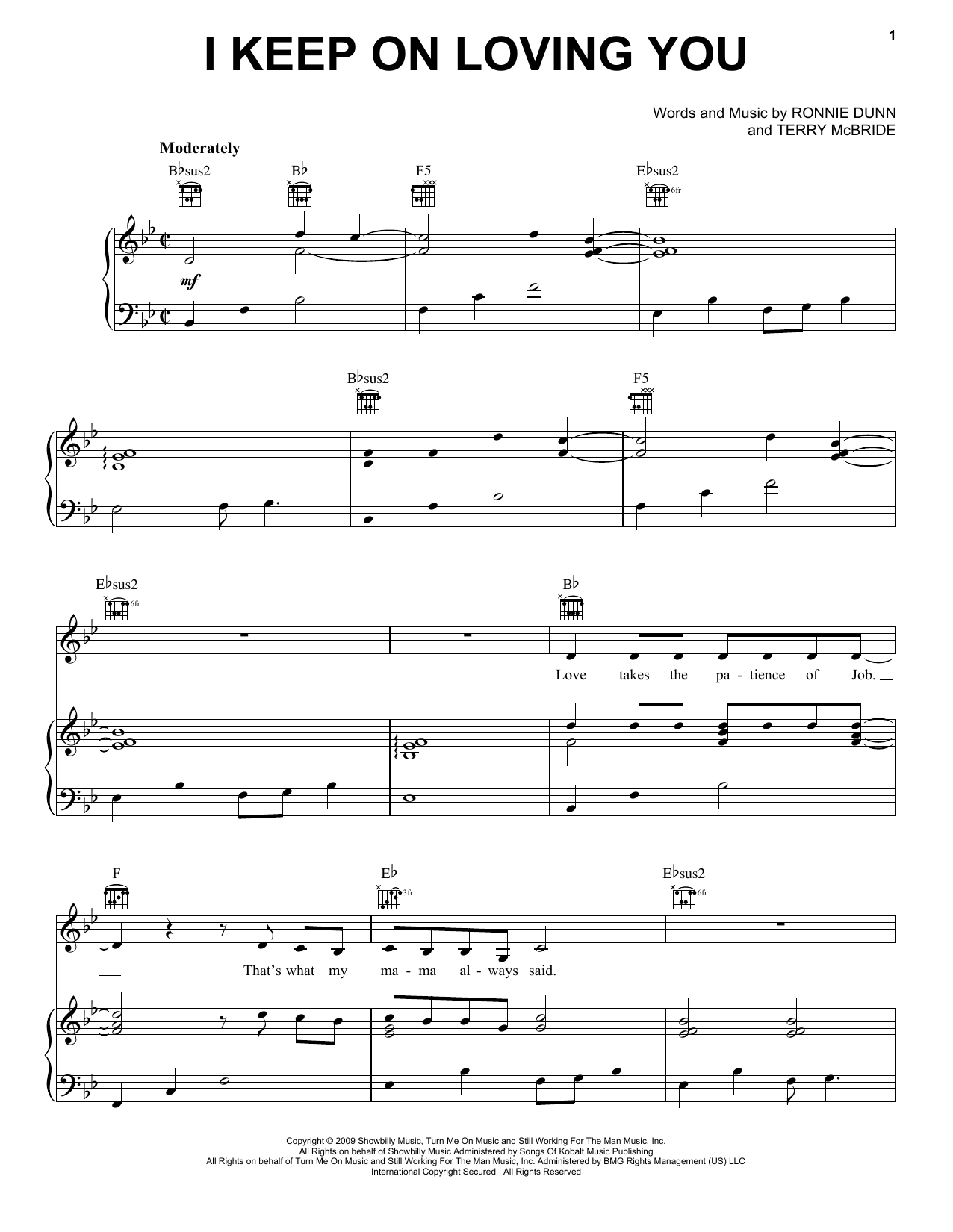 Reba McEntire I Keep On Loving You sheet music notes and chords arranged for Piano, Vocal & Guitar Chords (Right-Hand Melody)