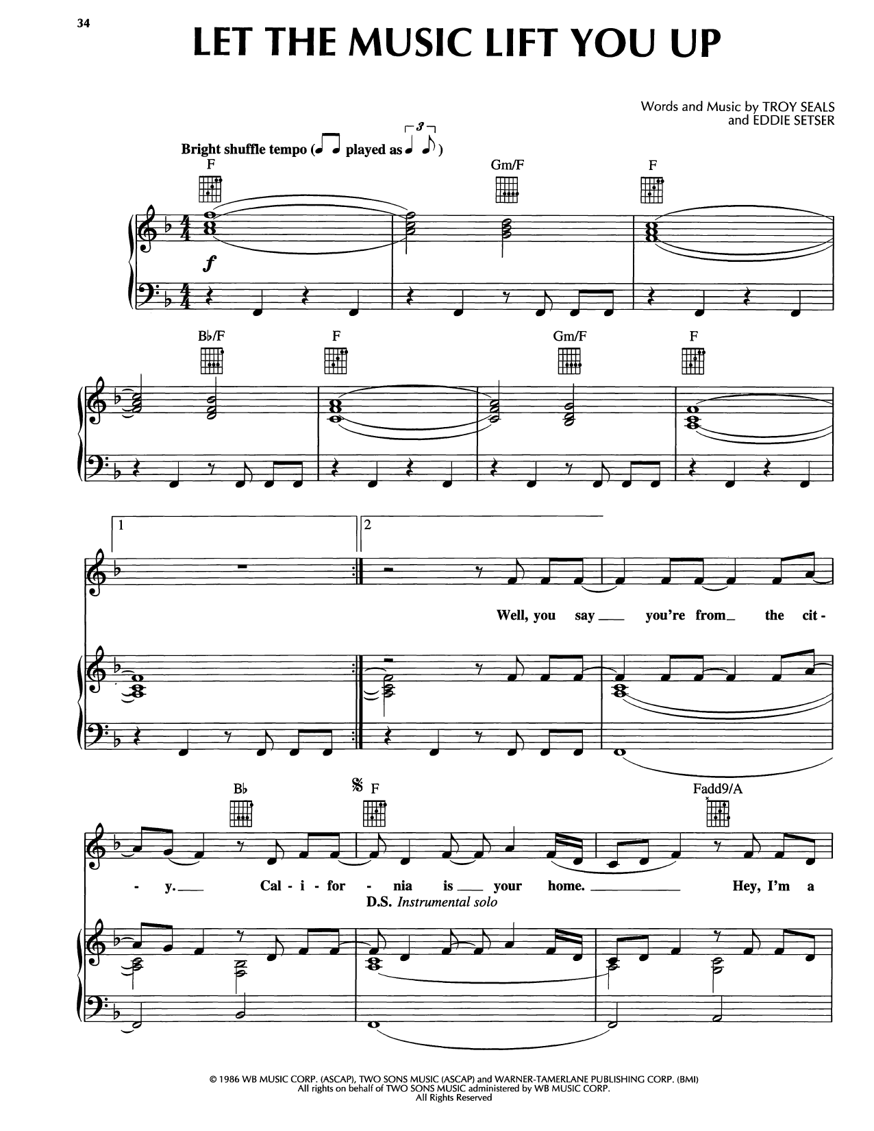 Reba McEntire Let The Music Lift You Up sheet music notes and chords arranged for Piano, Vocal & Guitar Chords (Right-Hand Melody)