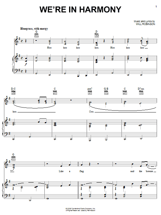 Reba McEntire We're In Harmony sheet music notes and chords arranged for Piano, Vocal & Guitar Chords (Right-Hand Melody)