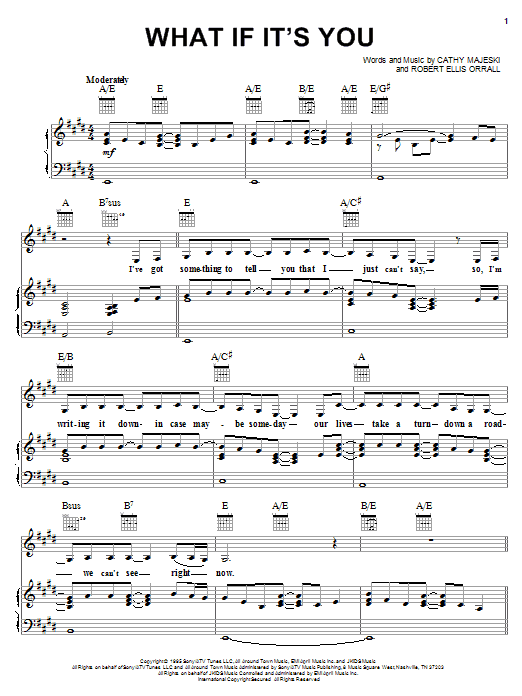 Reba McEntire What If It's You sheet music notes and chords arranged for Piano, Vocal & Guitar Chords (Right-Hand Melody)