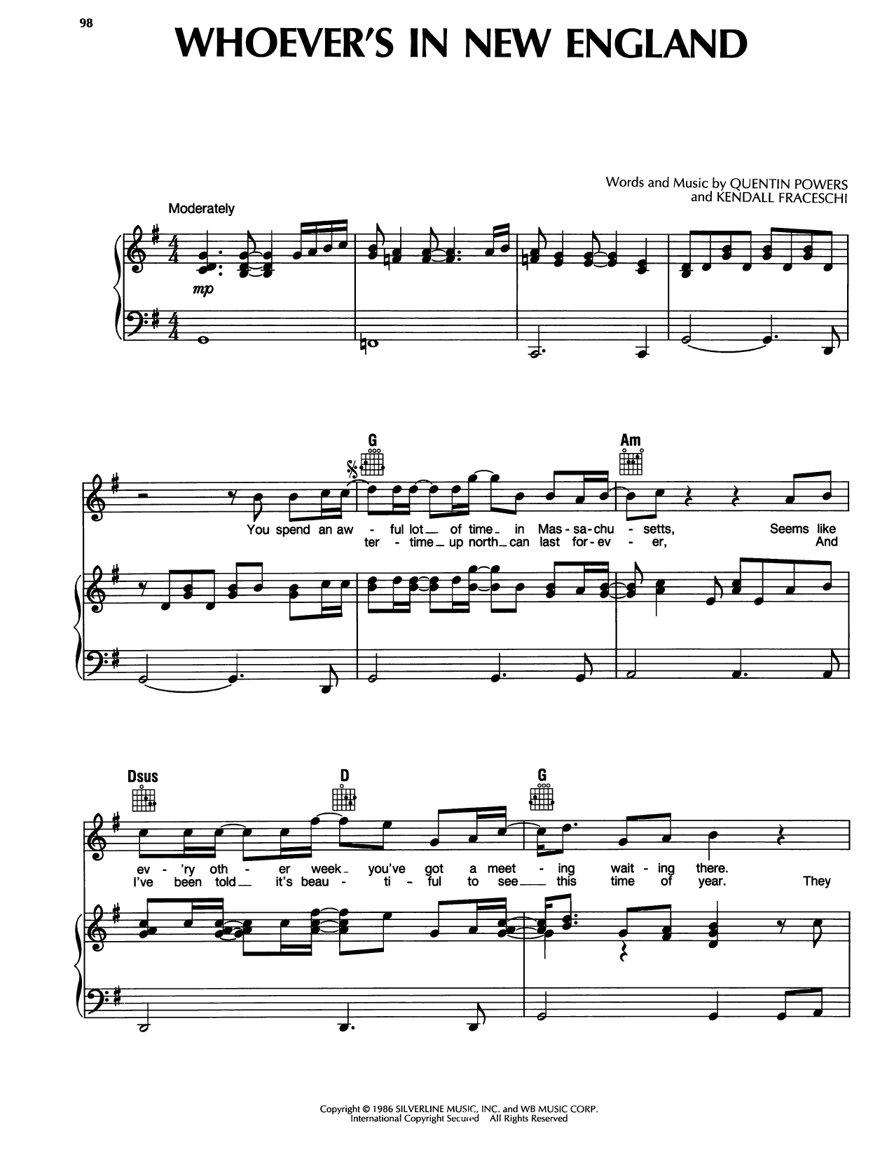Reba McEntire Whoever's In New England sheet music notes and chords arranged for Piano, Vocal & Guitar Chords (Right-Hand Melody)