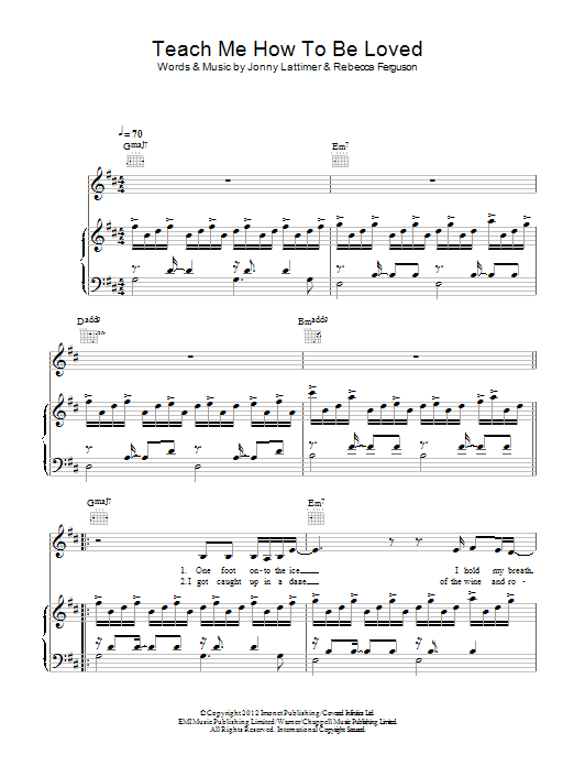 Rebecca Ferguson Teach Me How To Be Loved sheet music notes and chords arranged for 5-Finger Piano