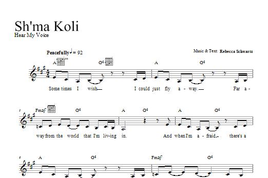 Rebecca Schwartz Sh'ma Koli sheet music notes and chords arranged for Lead Sheet / Fake Book