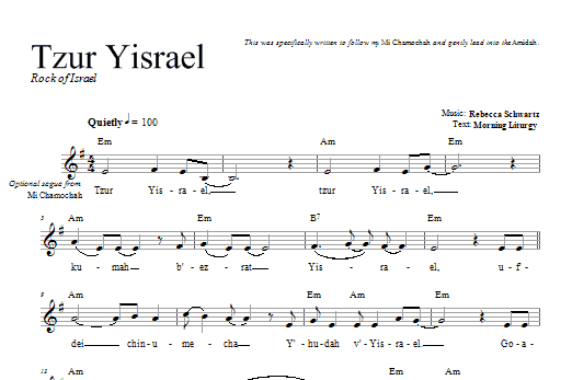 Rebecca Schwartz Tzur Yisrael sheet music notes and chords arranged for Lead Sheet / Fake Book