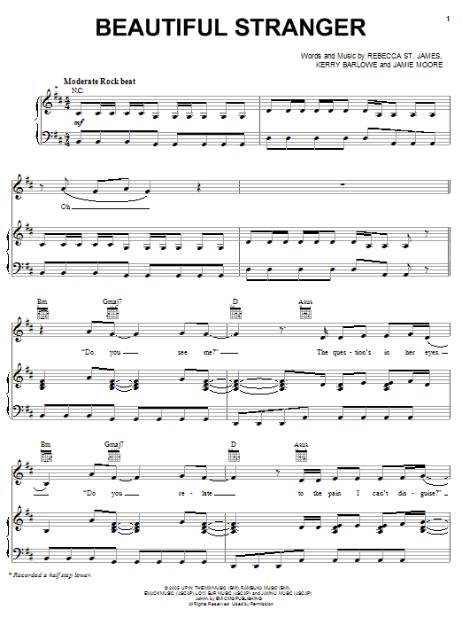 Rebecca St. James Beautiful Stranger sheet music notes and chords arranged for Piano, Vocal & Guitar Chords (Right-Hand Melody)