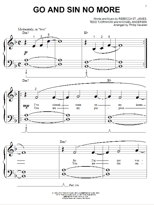 Rebecca St. James Go And Sin No More (arr. Phillip Keveren) sheet music notes and chords arranged for Big Note Piano