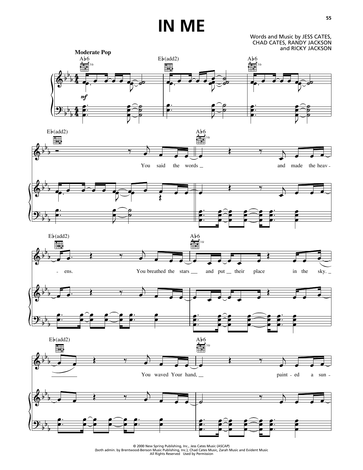 Rebecca St. James In Me sheet music notes and chords arranged for Piano, Vocal & Guitar Chords (Right-Hand Melody)