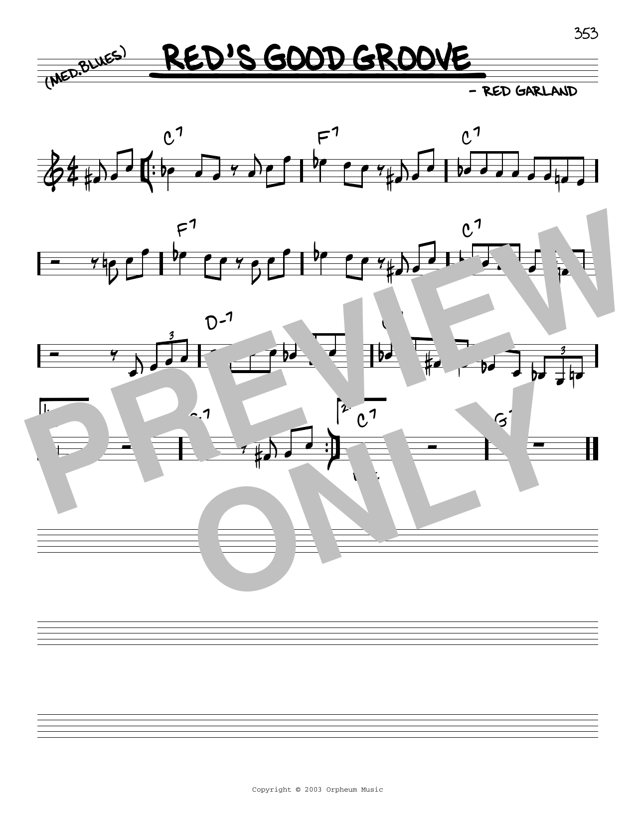 Red Garland Red's Good Groove sheet music notes and chords arranged for Real Book – Melody & Chords