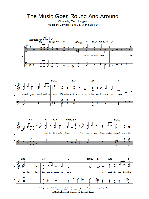 Edward Farley The Music Goes Round And Around sheet music notes and chords arranged for Easy Piano