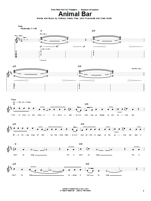 Red Hot Chili Peppers Animal Bar sheet music notes and chords arranged for Drums Transcription