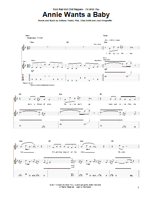 Red Hot Chili Peppers Annie Wants A Baby sheet music notes and chords arranged for Drums Transcription