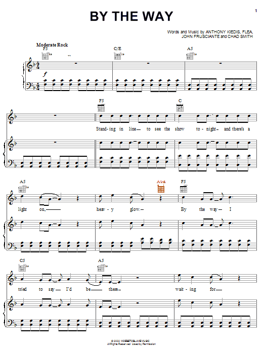 Red Hot Chili Peppers By The Way sheet music notes and chords arranged for Bass Guitar Tab