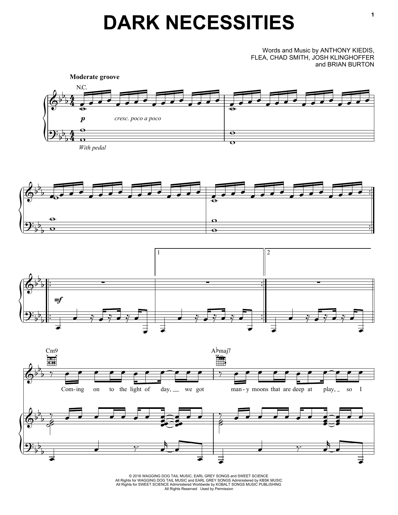 Red Hot Chili Peppers Dark Necessities sheet music notes and chords arranged for Ukulele