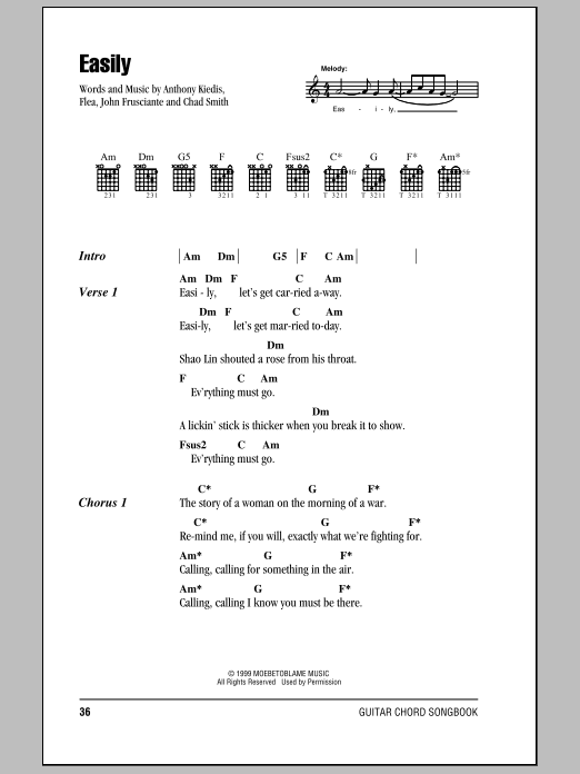 Red Hot Chili Peppers Easily sheet music notes and chords arranged for Bass Guitar Tab