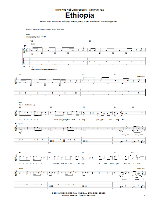 Red Hot Chili Peppers Ethiopia sheet music notes and chords arranged for Drums Transcription