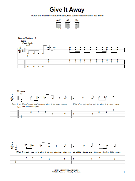 Red Hot Chili Peppers Give It Away sheet music notes and chords arranged for Drums Transcription