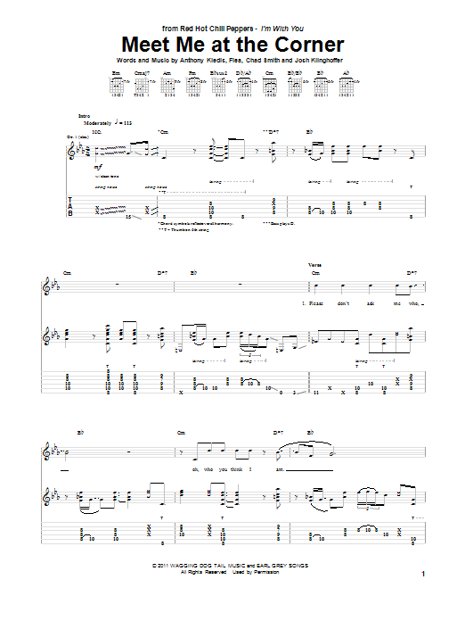 Red Hot Chili Peppers Meet Me At The Corner sheet music notes and chords arranged for Drums Transcription