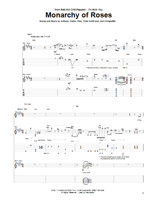 Red Hot Chili Peppers Monarchy Of Roses sheet music notes and chords arranged for Drums Transcription