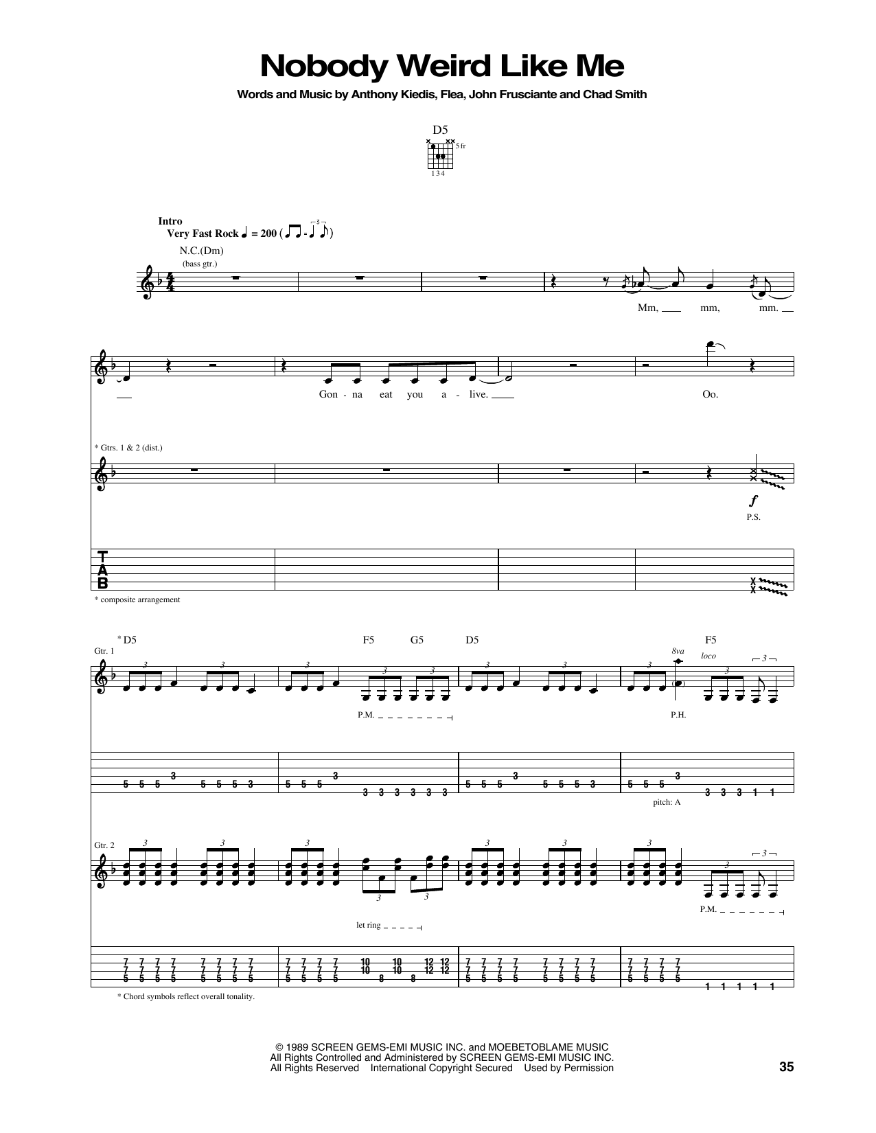 Red Hot Chili Peppers Nobody Weird Like Me sheet music notes and chords arranged for Drums Transcription