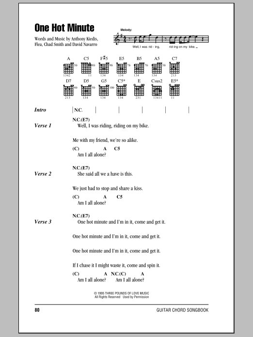 Red Hot Chili Peppers One Hot Minute sheet music notes and chords arranged for Bass Guitar Tab
