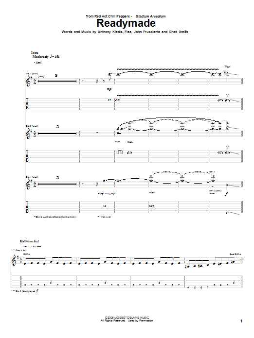 Red Hot Chili Peppers Readymade sheet music notes and chords arranged for Drums Transcription
