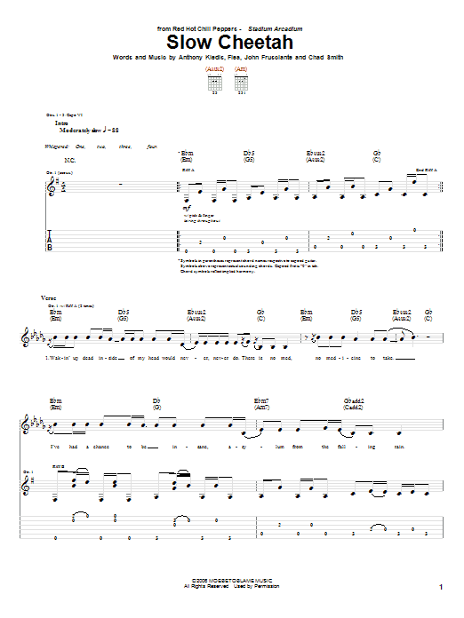 Red Hot Chili Peppers Slow Cheetah sheet music notes and chords arranged for Drums Transcription