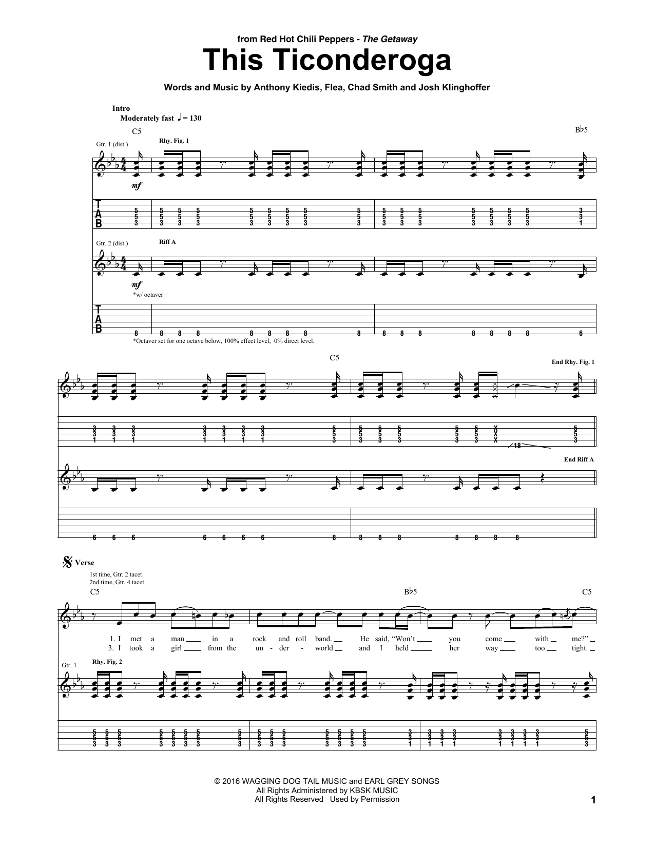 Red Hot Chili Peppers This Ticonderoga sheet music notes and chords arranged for Guitar Tab