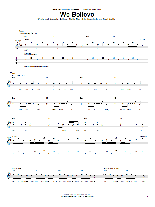 Red Hot Chili Peppers We Believe sheet music notes and chords arranged for Drums Transcription