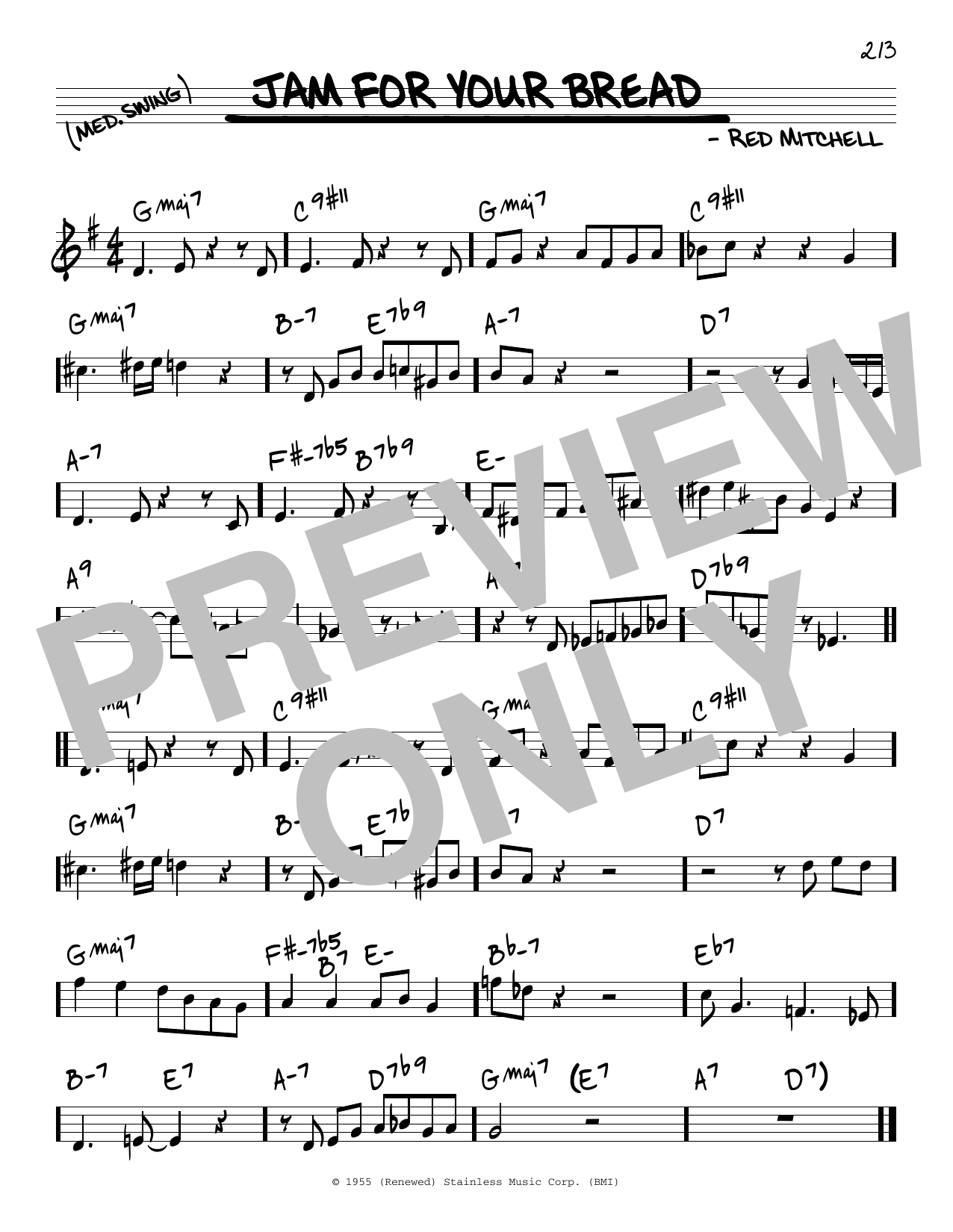 Red Mitchell Jam For Your Bread sheet music notes and chords arranged for Real Book – Melody & Chords